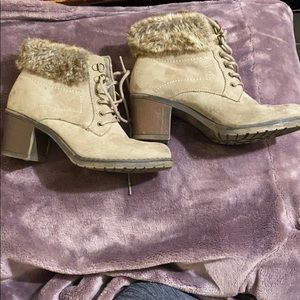 Cute heeled fur boots